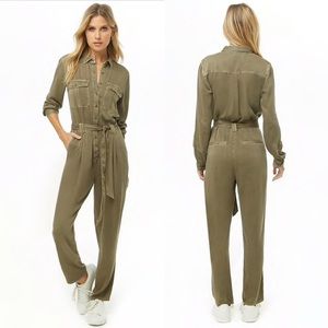 Forever 21 Olive Utility Jumpsuit